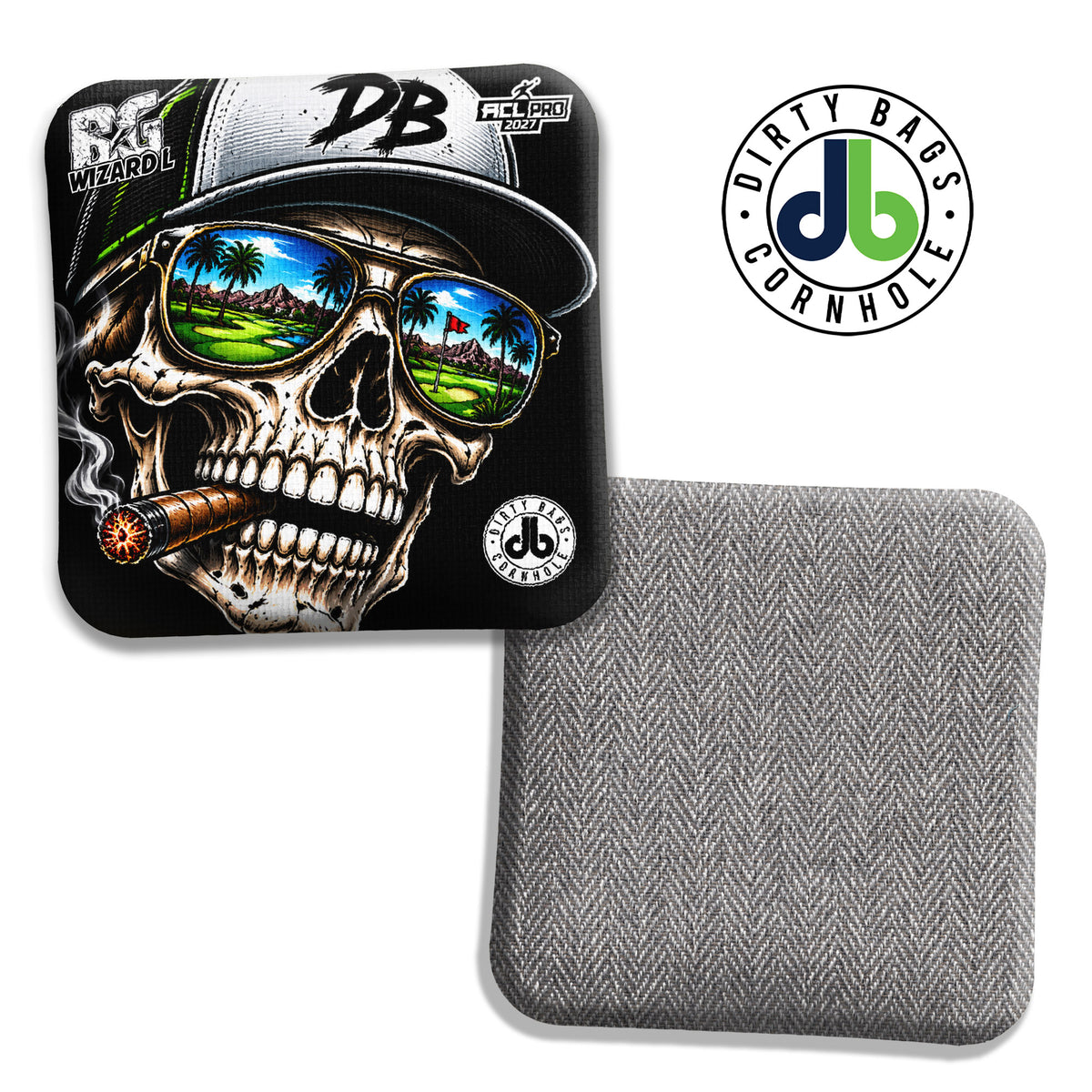BG DB Skull Reflection cornhole bags