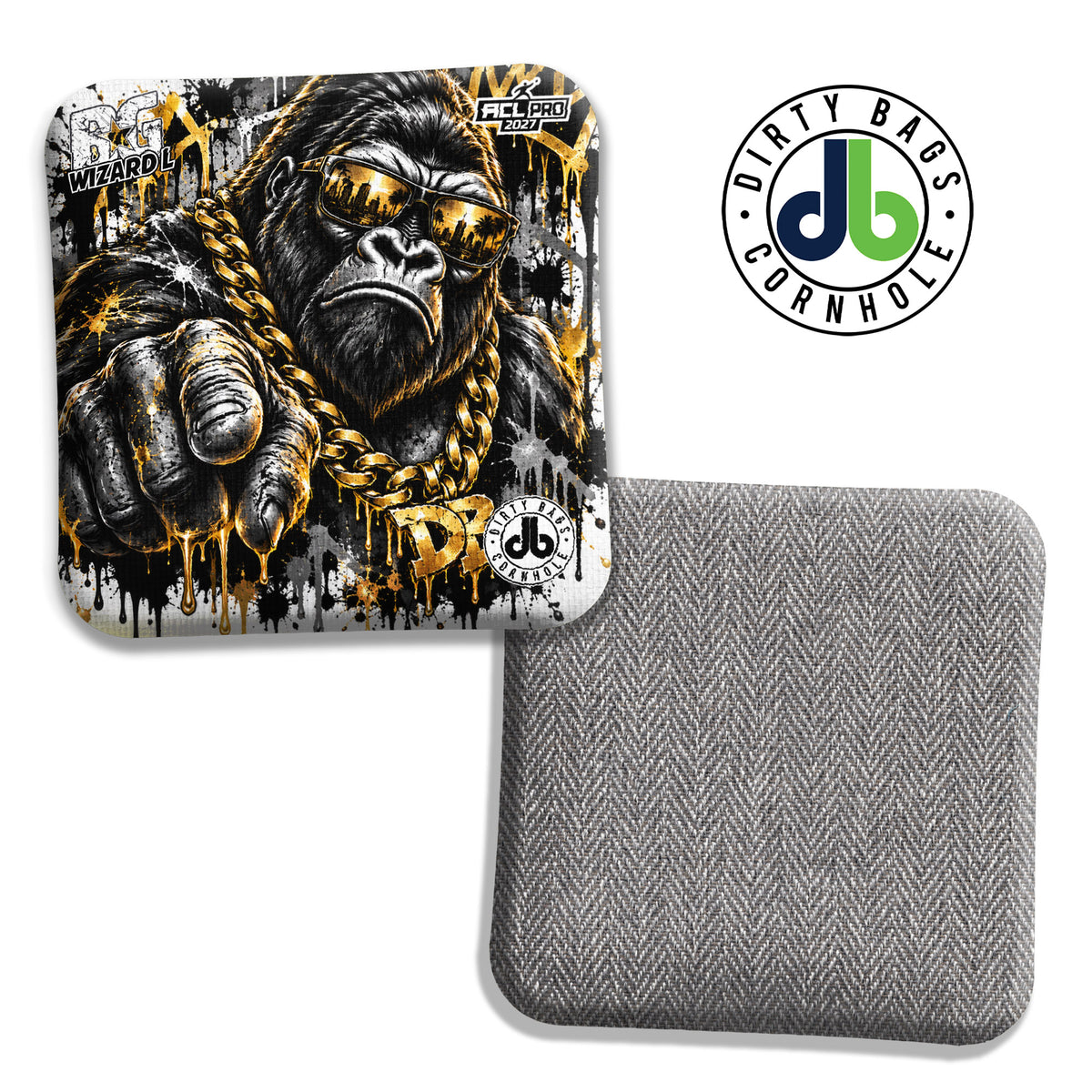 BG DB Gorilla Black and Gold cornhole bags