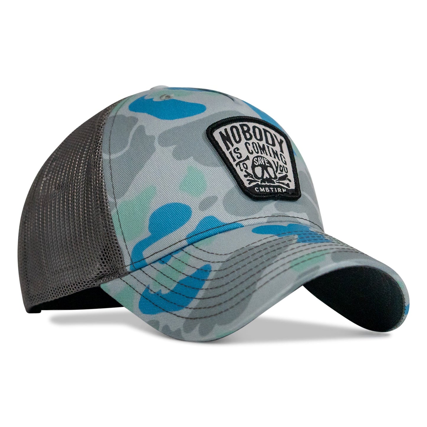 Nobody Is Coming To Save You Skull Patch Snapback Hat