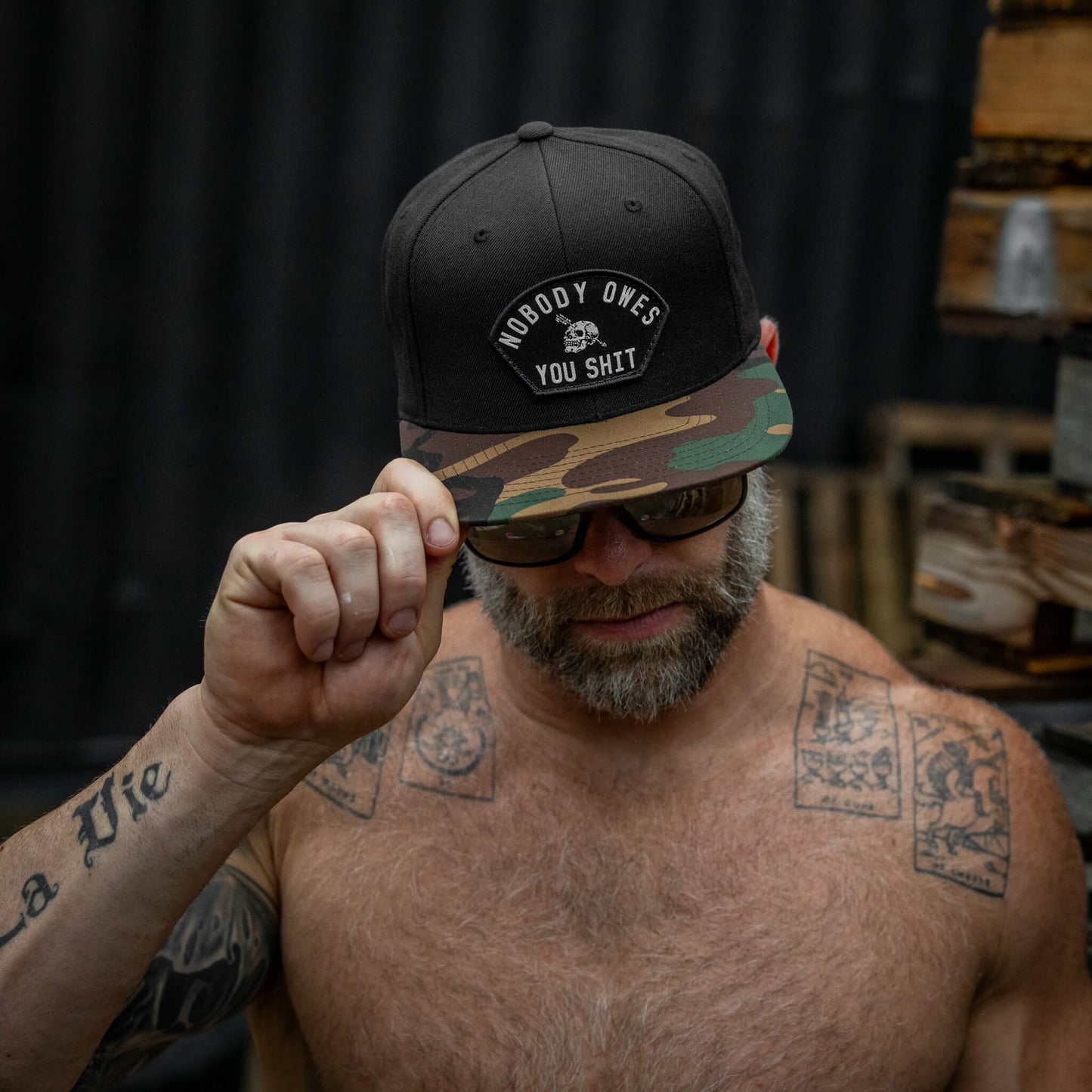 Nobody Owes Your Shit Arched Patch Flatbill SnapBack Hat