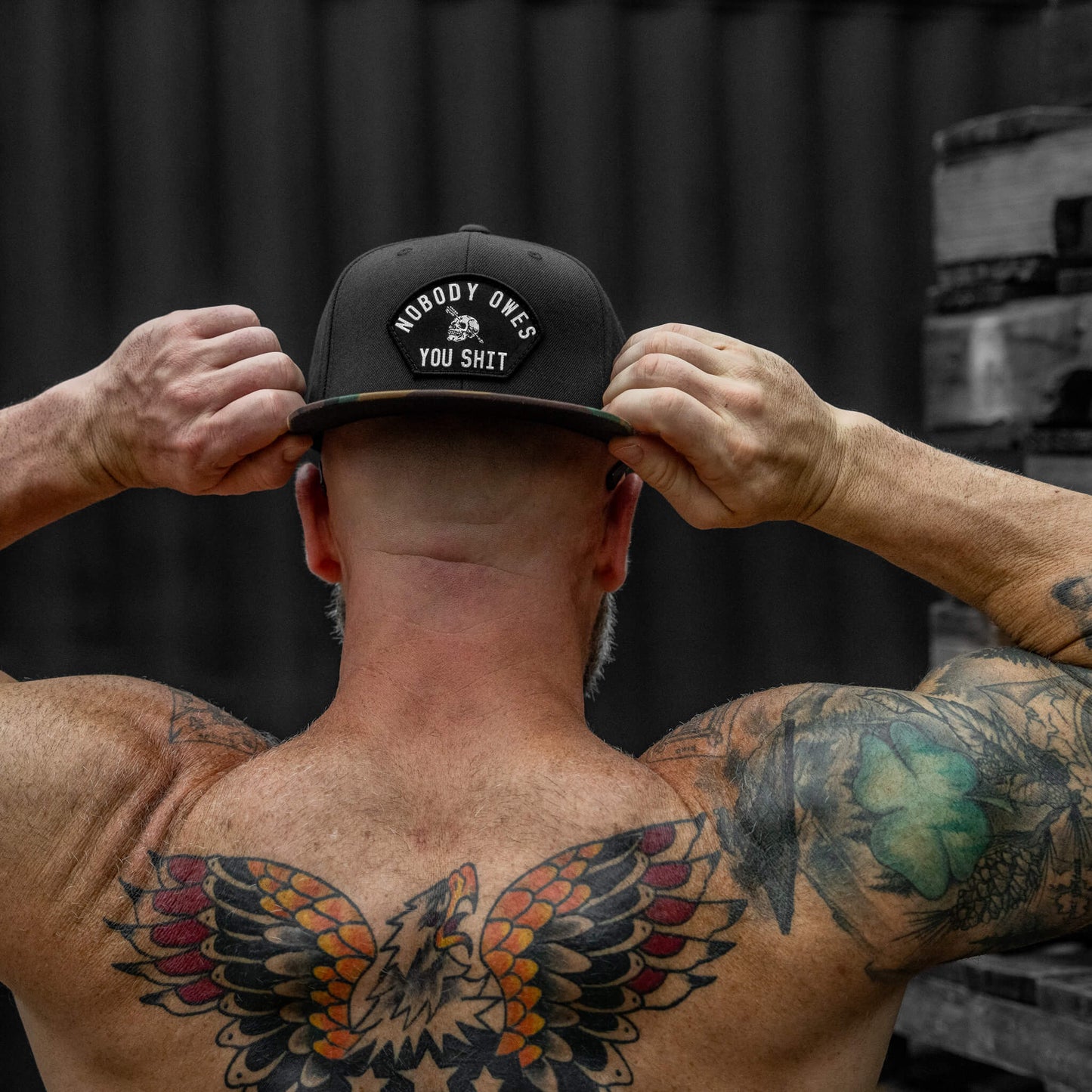 Nobody Owes Your Shit Arched Patch Flatbill SnapBack Hat