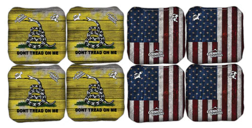 Dual Sided Recreational Cornhole Bags - DTOM and Flag