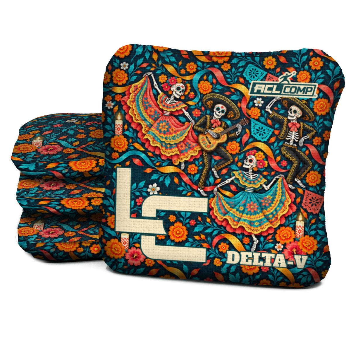 Calaca Fiesta Ribbons Cornhole Bags - Multiple Series - Set of 4