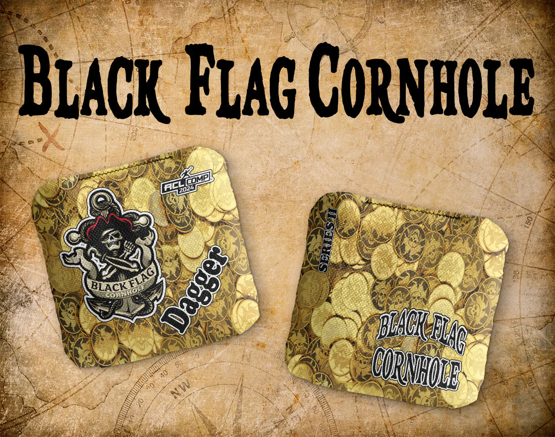 Black Flag Cornhole Bags - Pirate Gold Coins ACL COMP Bags