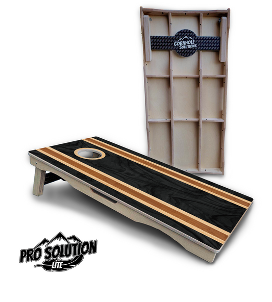 Dark Wood Stripes Cornhole Boards - Pro Solution Lite Series