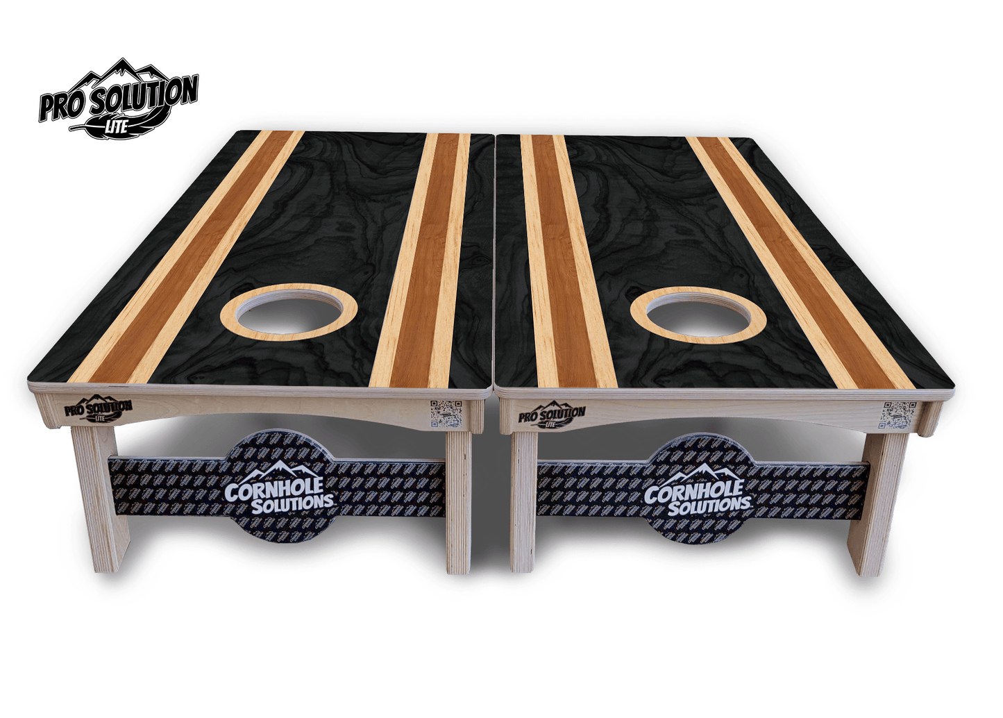 Dark Wood Stripes Cornhole Boards - Pro Solution Lite Series