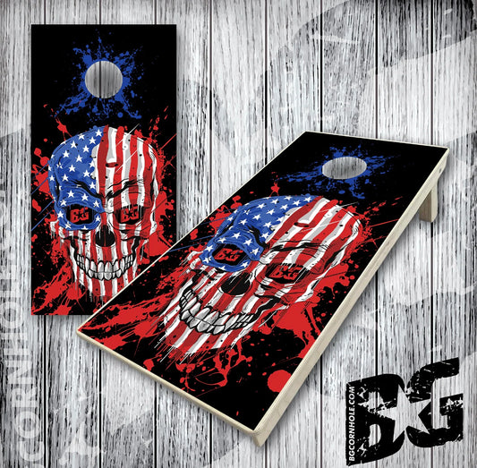 BG Cornhole Boards - USA Skull