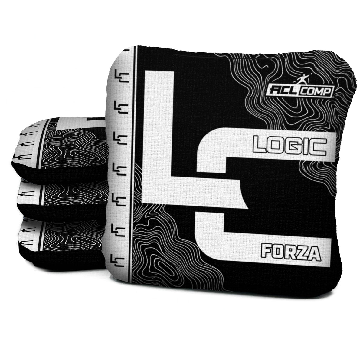 Contour Black White Cornhole Bags - Multiple Series - Set of 4