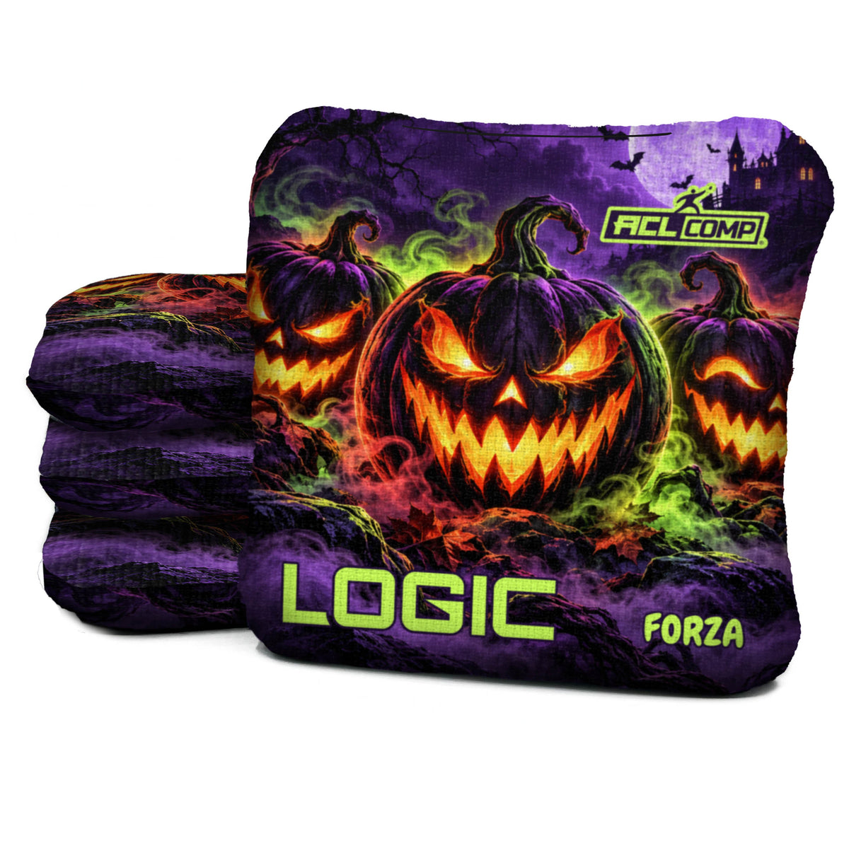 Neon Jack - Halloween Cornhole Bags - Multiple Bag Series - Set of 4