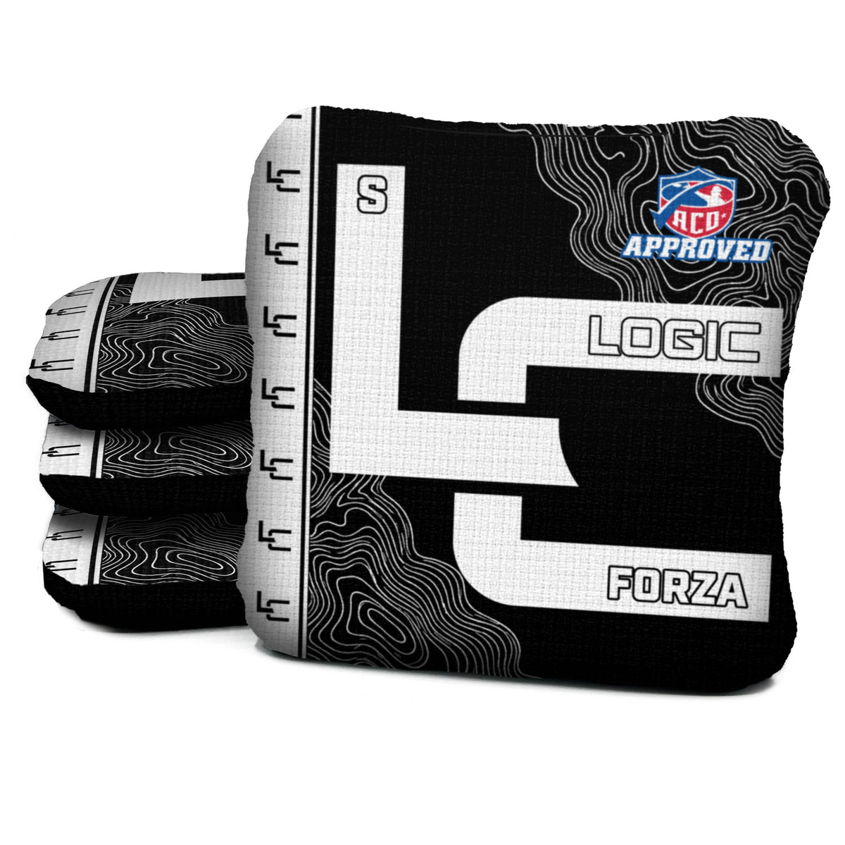 Contour Black White Cornhole Bags - Multiple Series - Set of 4
