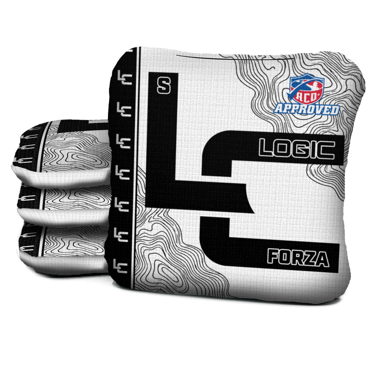 Contour White Black Cornhole Bags - Multiple Series - Set of 4