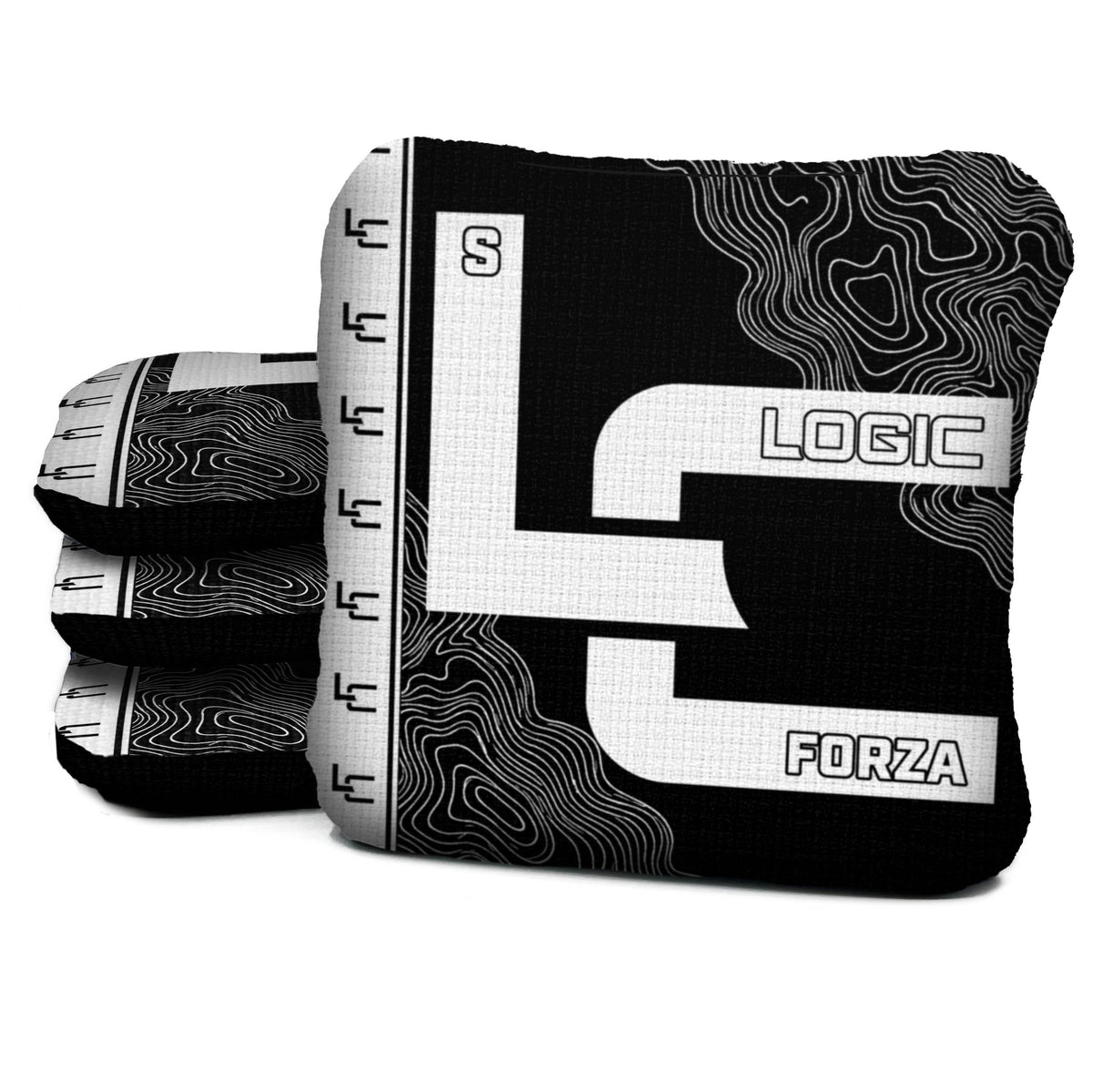 Contour Black White Cornhole Bags - Multiple Series - Set of 4