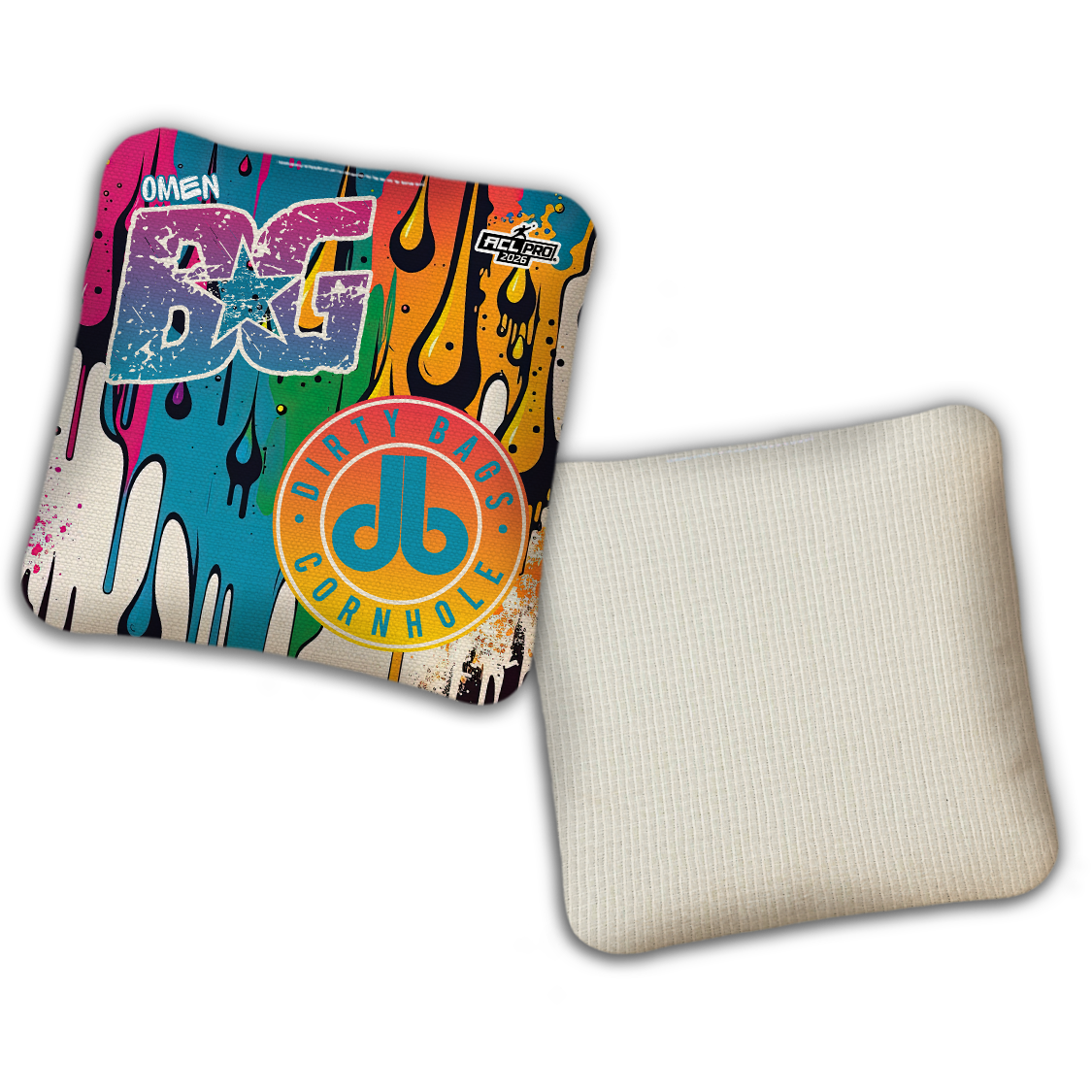 2026 BG Multiple Bag Models - "DB Graffiti Dripping Paint” Dirty Bags Collab - ACL Pro Stamped Cornhole Bags - SET OF 4 BAGS
