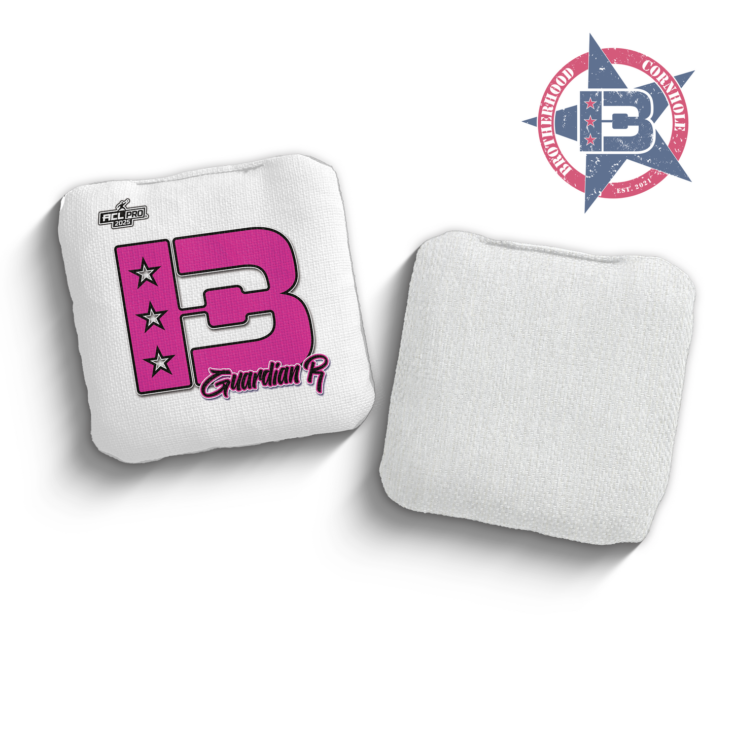 2025 Brotherhood Cornhole Guardian White Broadcast Edition ACL Pro Stamped Cornhole Bags