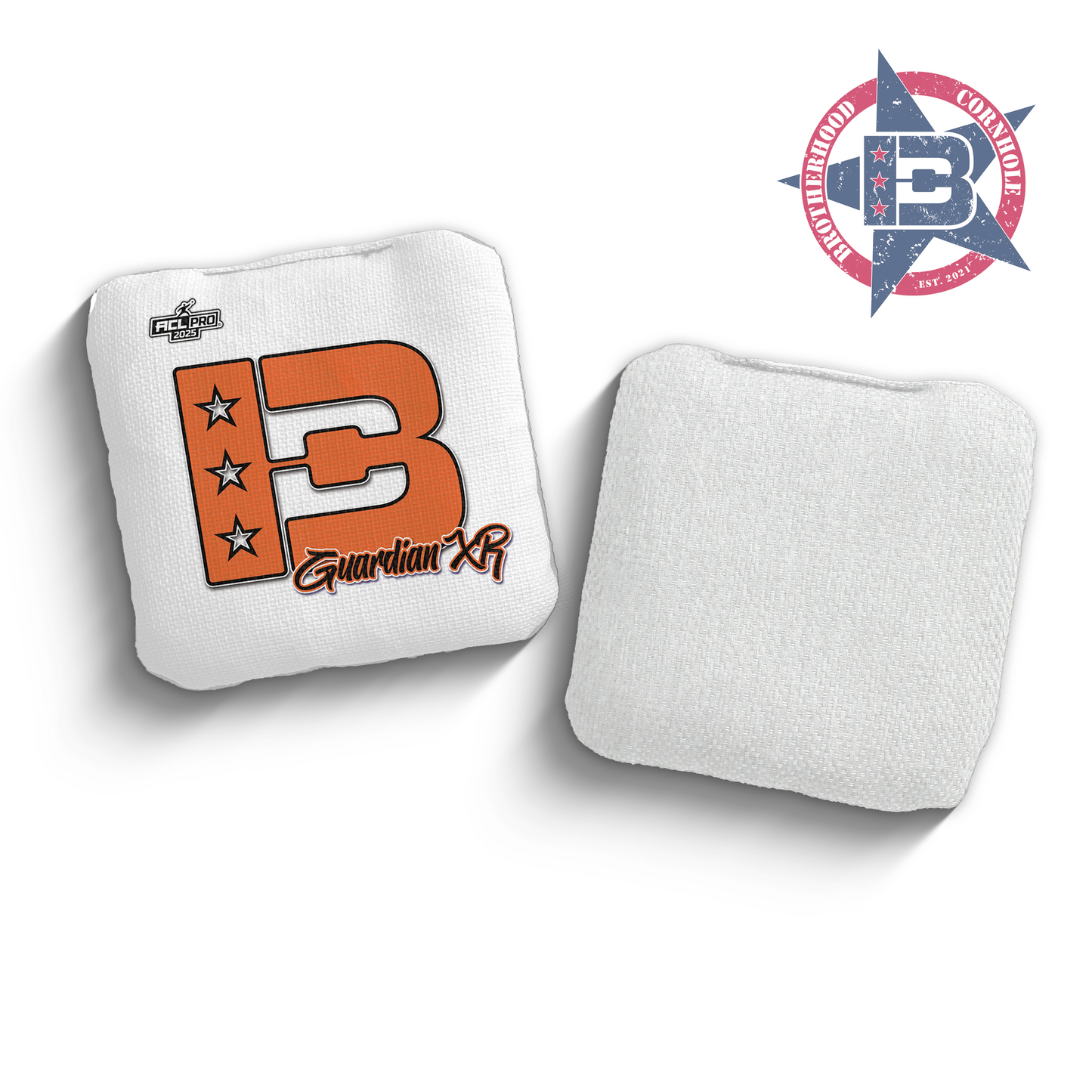 2025 Brotherhood Cornhole Guardian X White Broadcast Edition ACL Pro Stamped Cornhole Bags