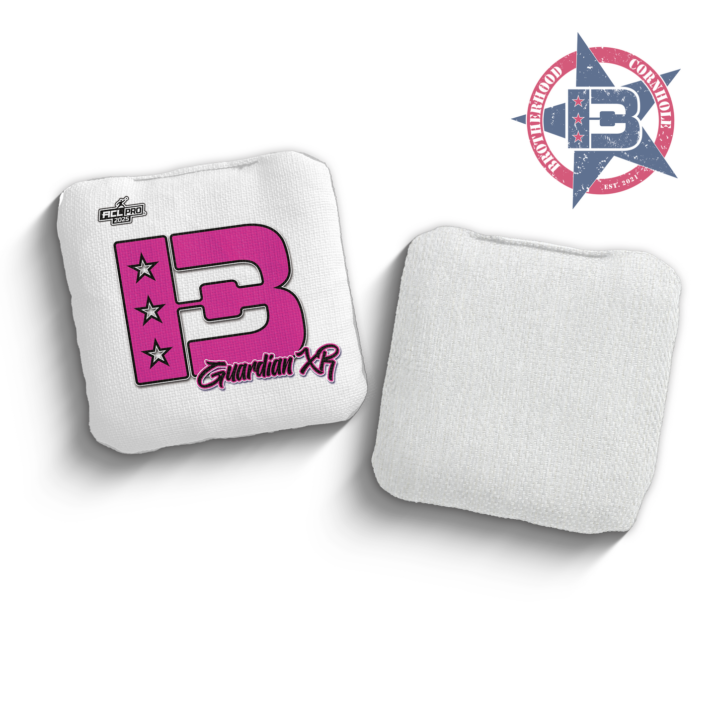 2025 Brotherhood Cornhole Guardian X White Broadcast Edition ACL Pro Stamped Cornhole Bags