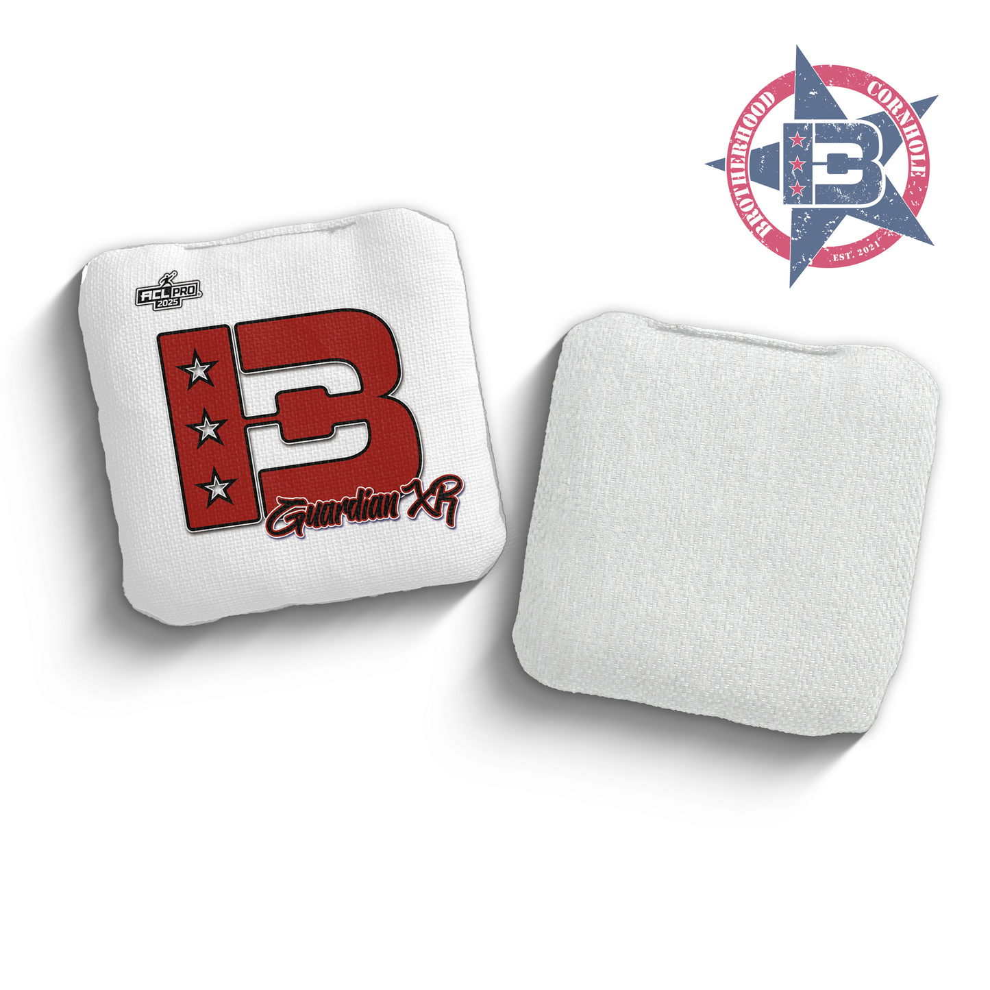 2025 Brotherhood Cornhole Guardian X White Broadcast Edition ACL Pro Stamped Cornhole Bags