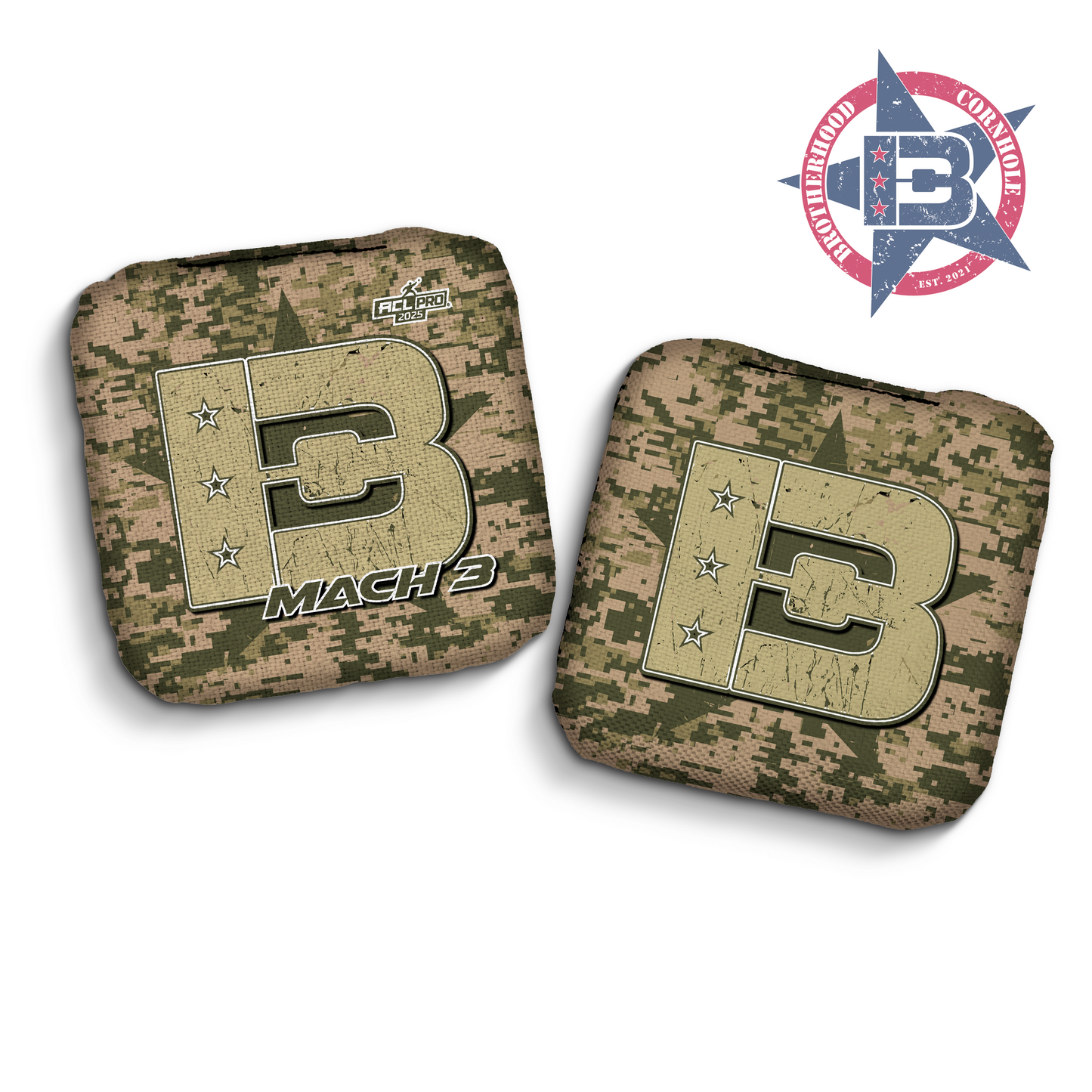 2025 Brotherhood Cornhole Mach 3 Camo Edition ACL Pro Stamped Cornhole Bags