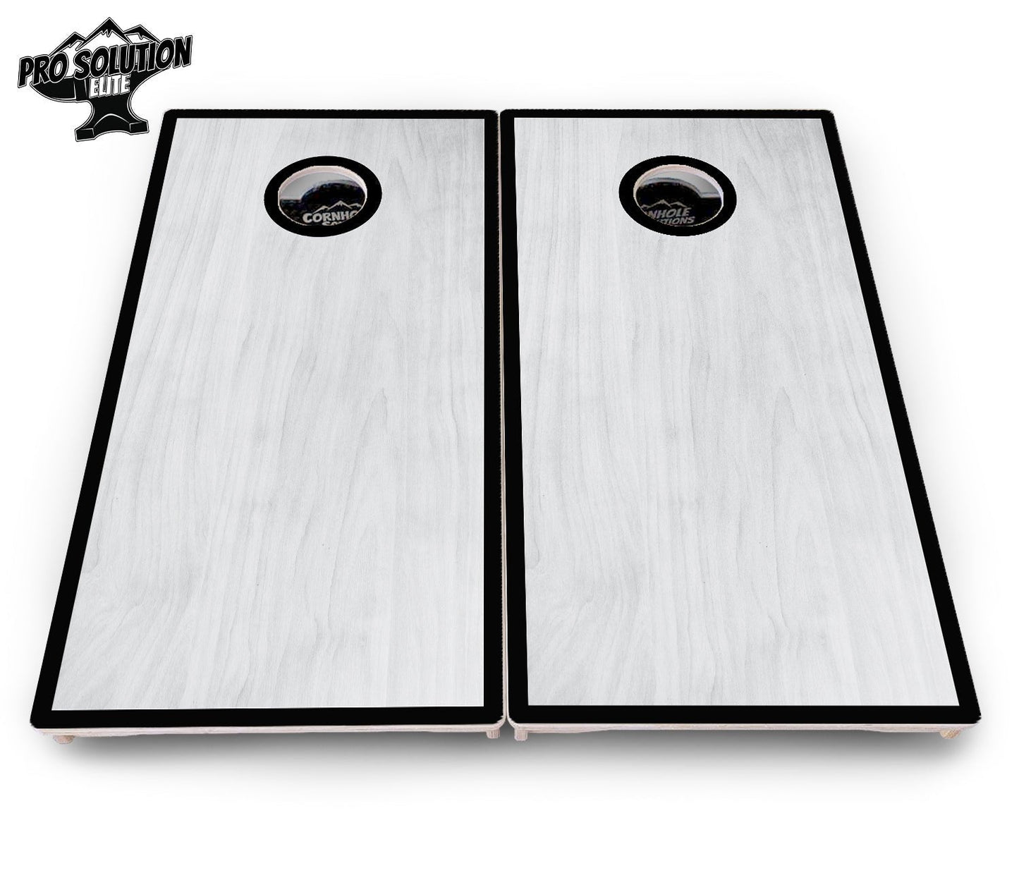 Red/Black Hole Ring Grey Wash Cornhole Boards - Pro Solution Elite Series