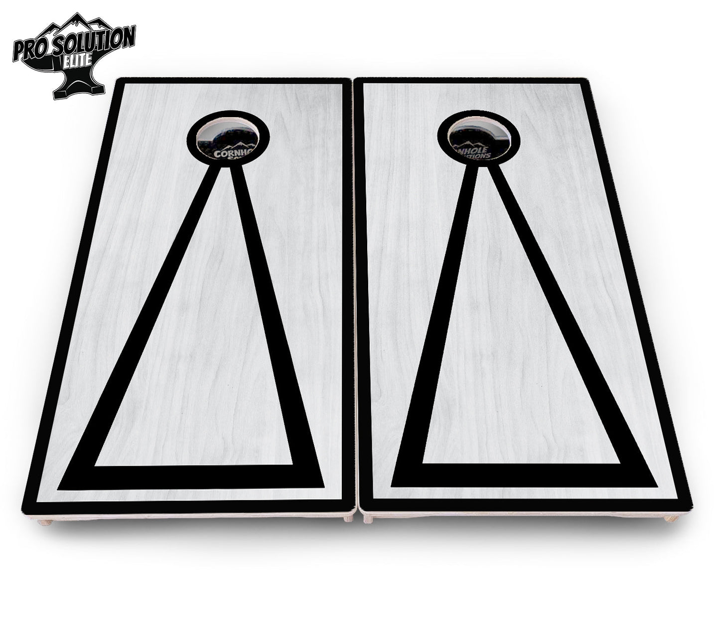 Red/Black Hole Ring Grey Wash Cornhole Boards - Pro Solution Elite Series