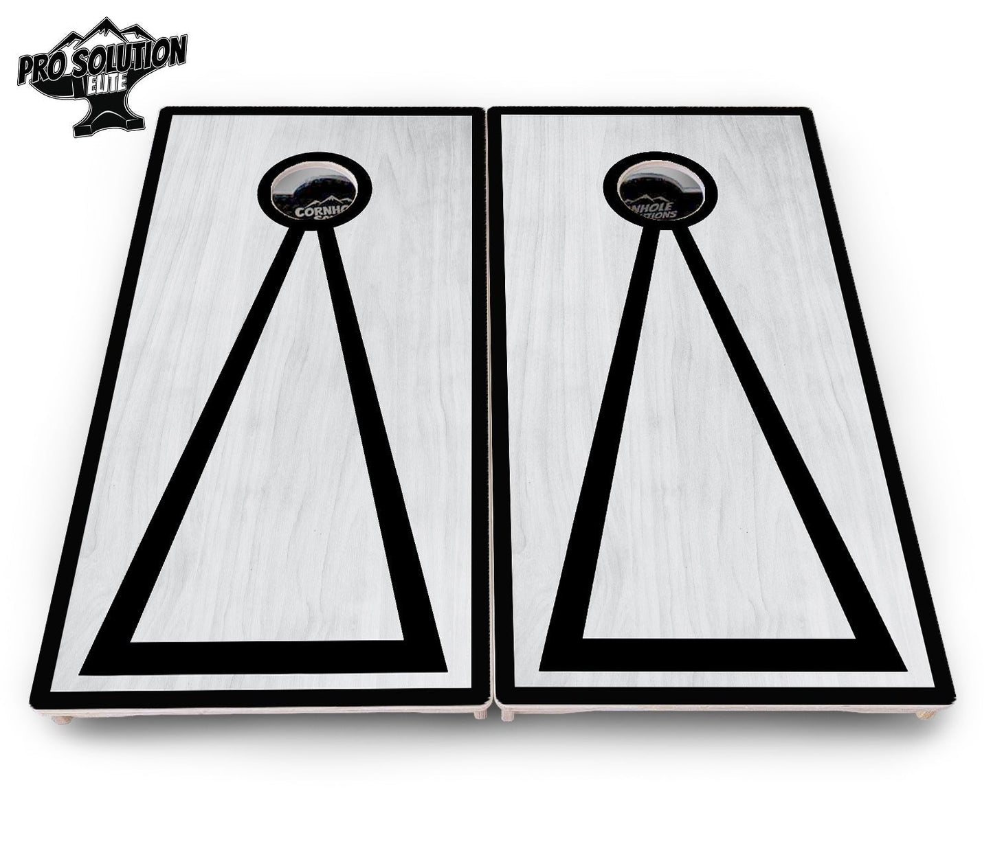 Red/Black Hole Ring Grey Wash Cornhole Boards - Pro Solution Elite Series