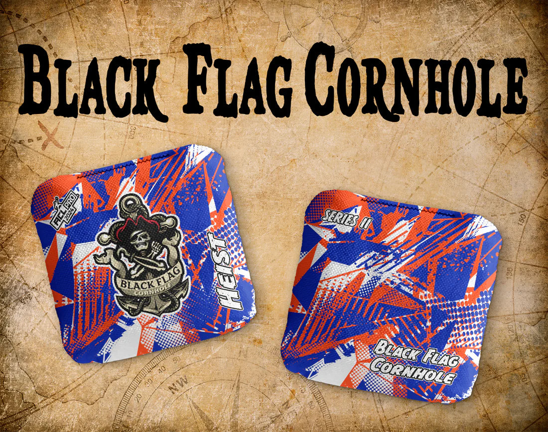 Black Flag Cornhole Bags - Grunge V2 Orange/Blue Design