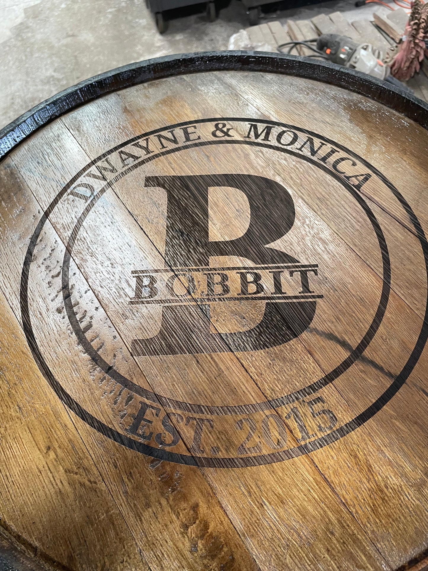 Open Face Whiskey Barrel Cabinet