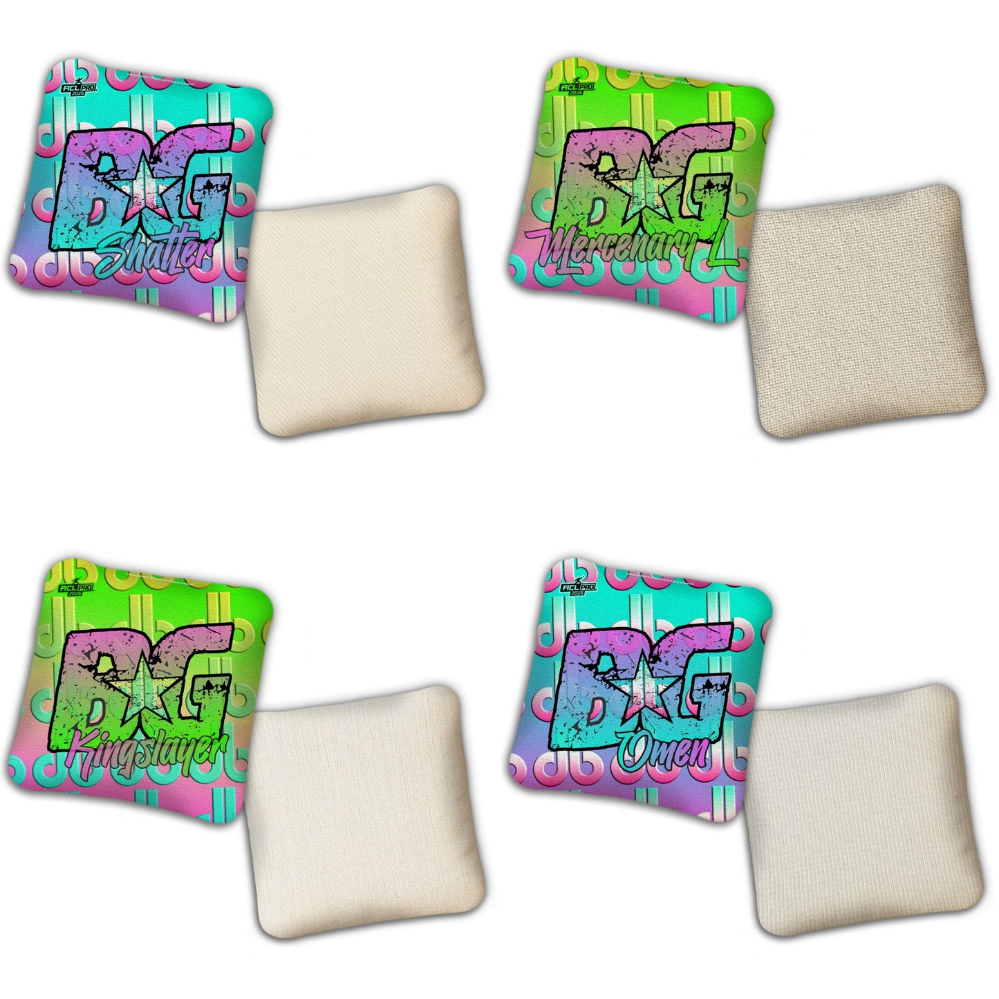 2026 BG Multiple Bag Models - "DB Summer Vibes” Dirty Bags Collab - ACL Pro Stamped Cornhole Bags - SET OF 4 BAGS