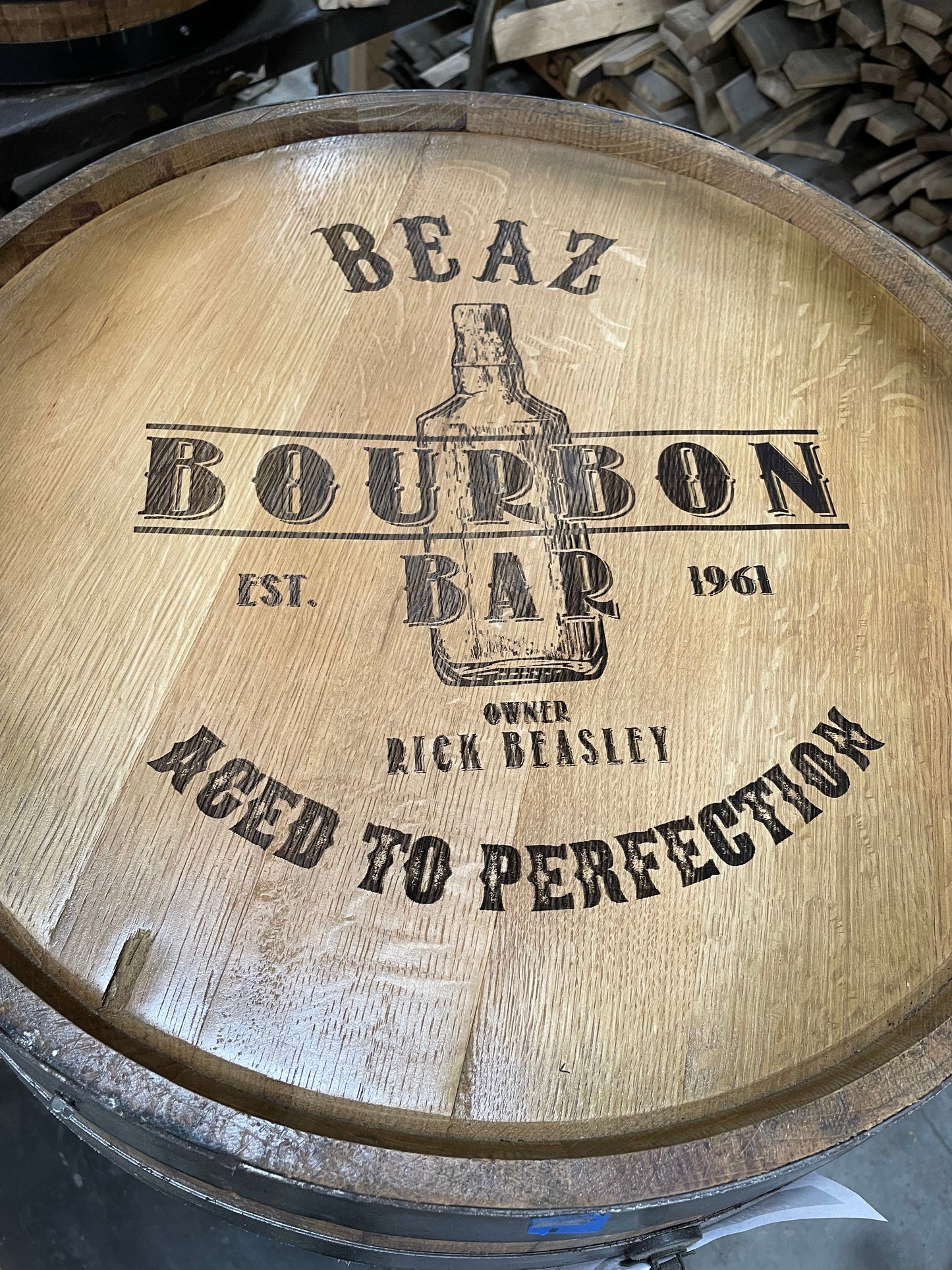 Open Face Whiskey Barrel Cabinet