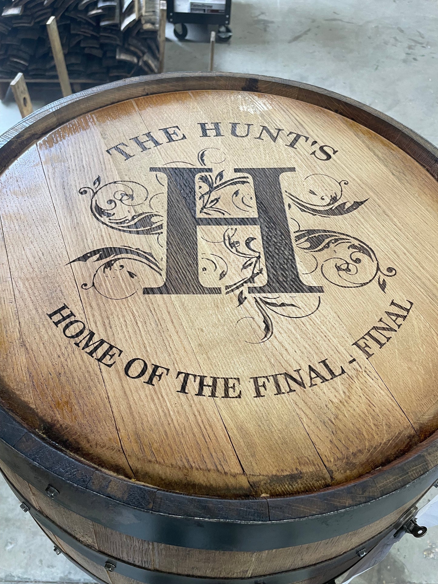 Open Face Whiskey Barrel Cabinet