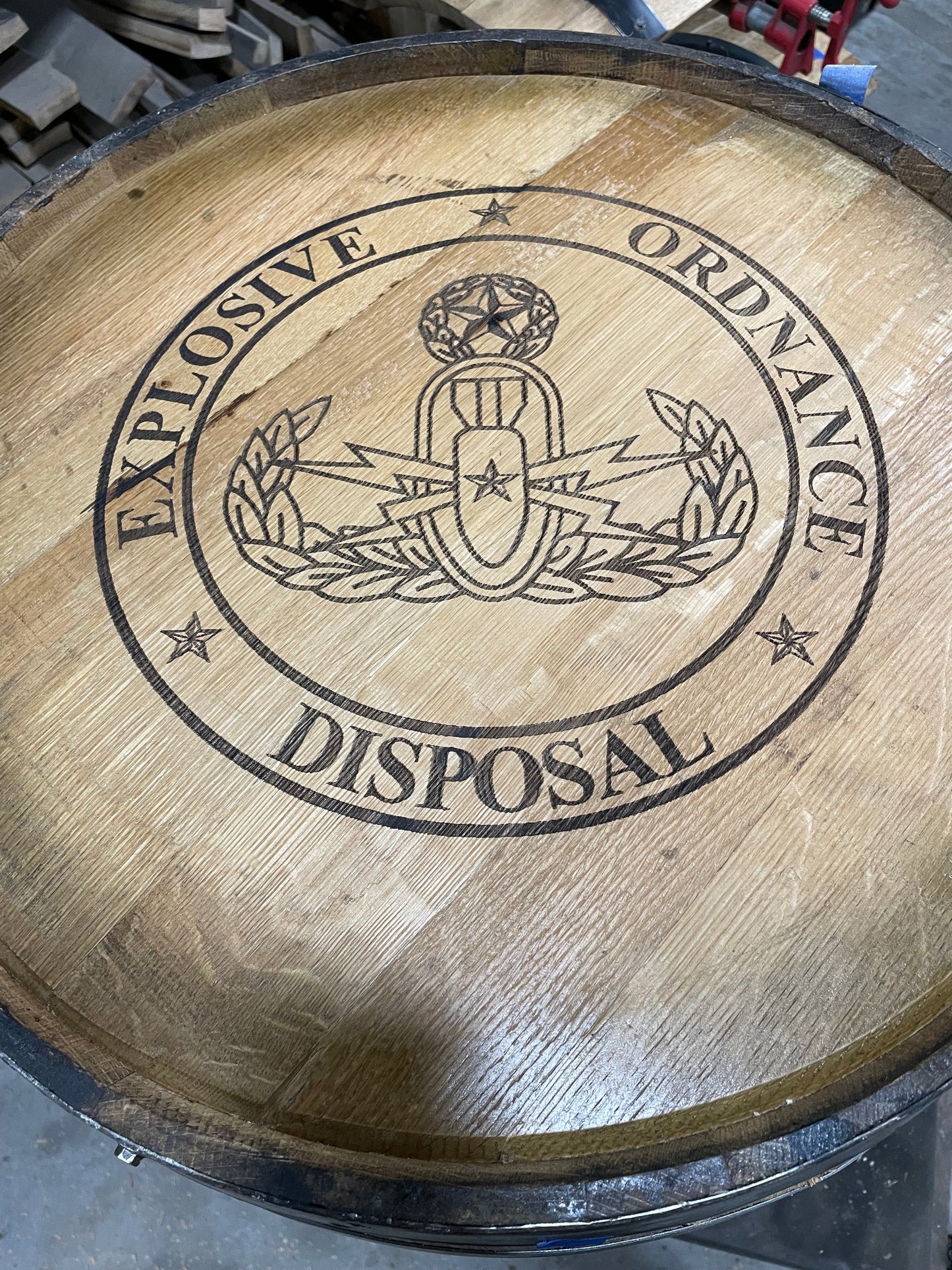 Open Face Whiskey Barrel Cabinet