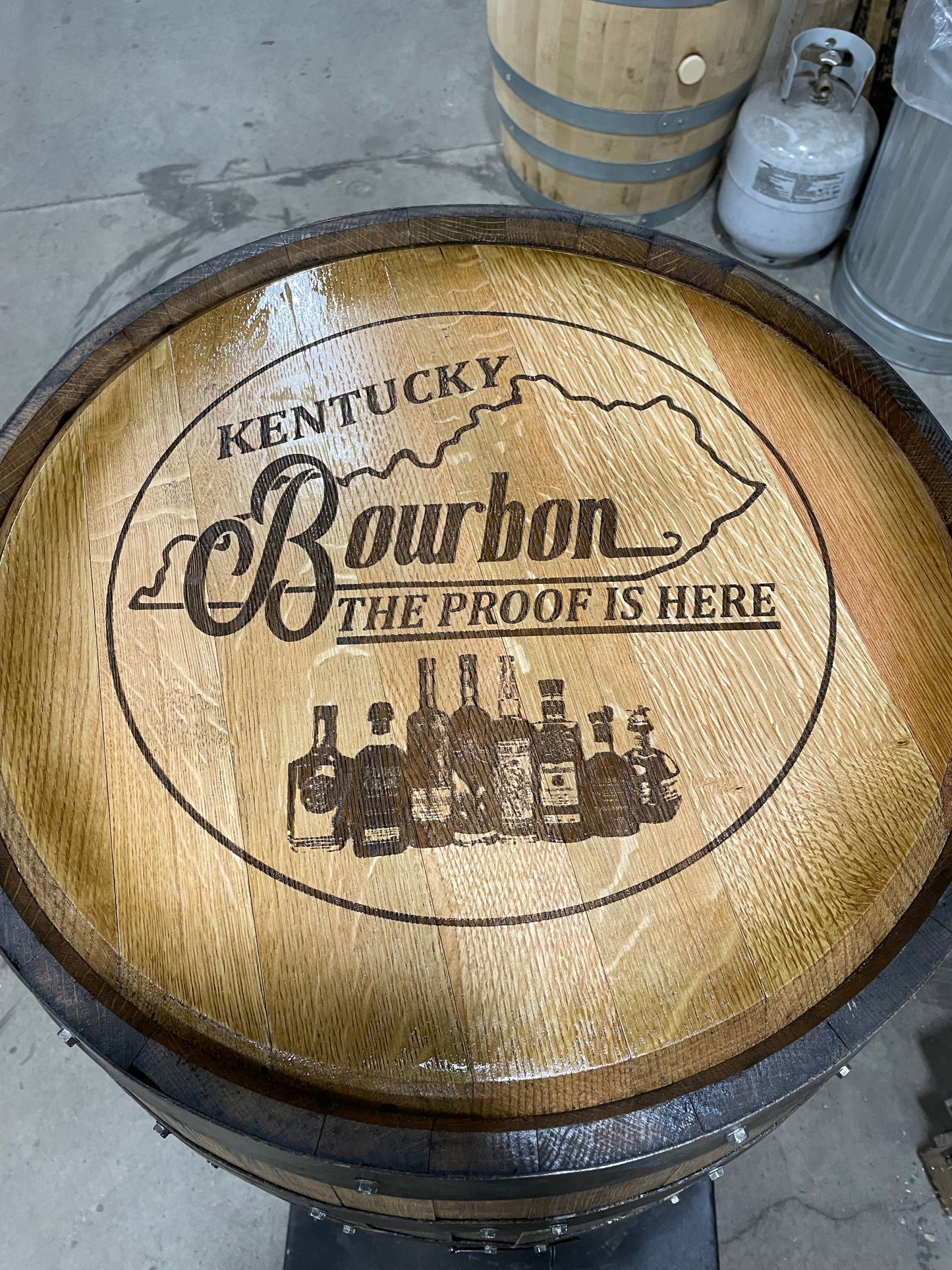 Open Face Whiskey Barrel Cabinet