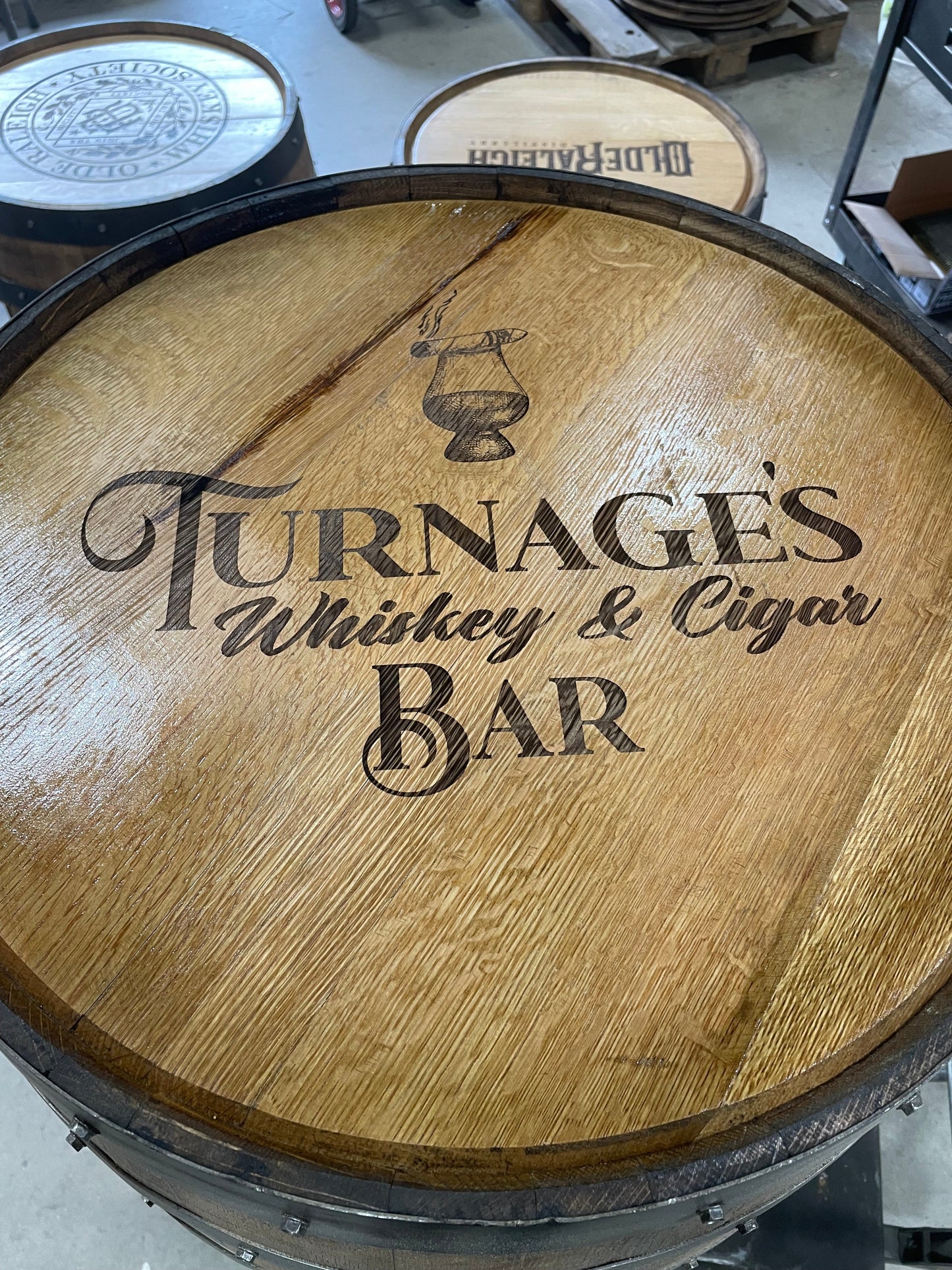 Open Face Whiskey Barrel Cabinet