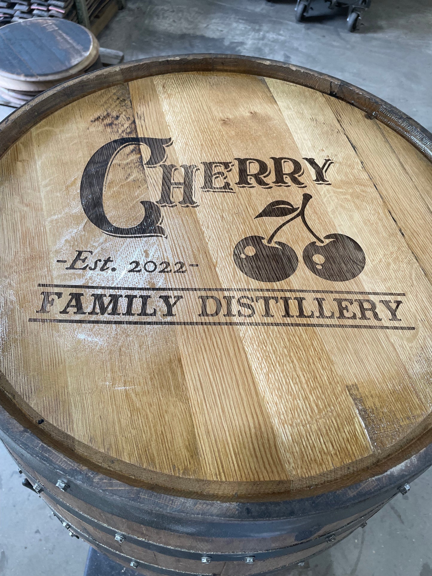 Open Face Whiskey Barrel Cabinet