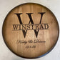 Custom Engraved Whiskey Barrel Head for Wedding or Anniversary