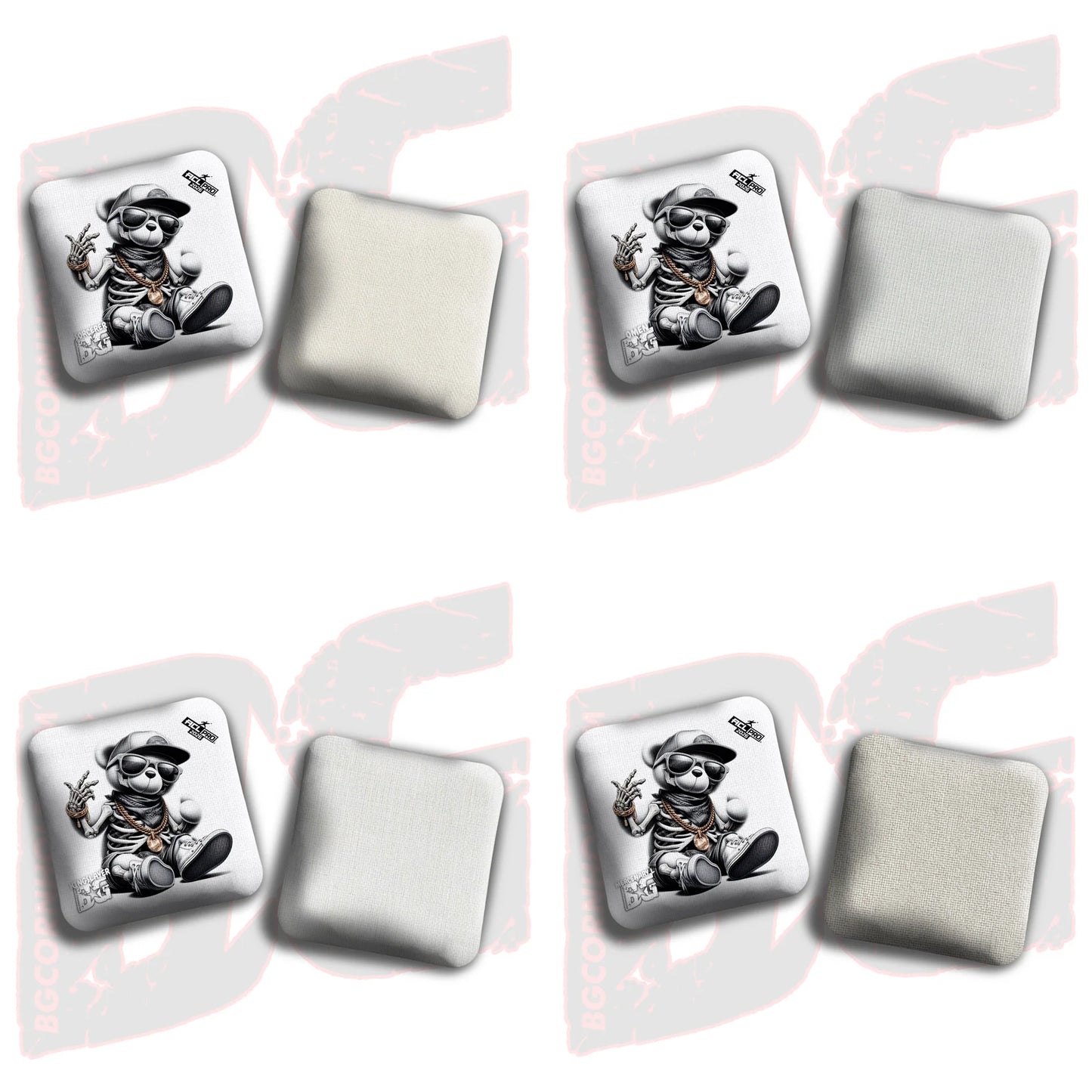 2026 BG Multiple Bag Models "Skeleton Teddy Bear" - ACL Pro Stamped Cornhole Bags - SET OF 4 BAGS