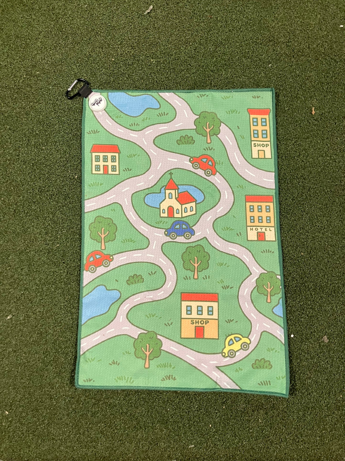 Nostalgic Kids Car Map Golf Towel