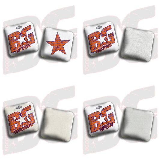 2026 BG Multiple Bag Models "Orange/Purple Logo Colormatch " - ACL Pro Stamped Cornhole Bags - SET OF 4 BAGS