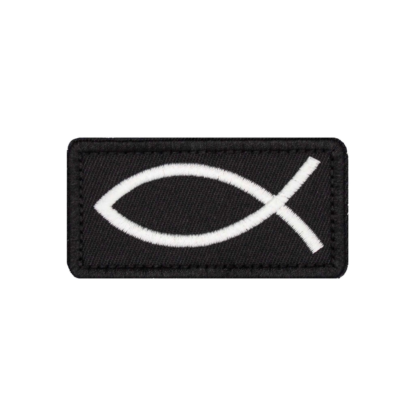 White Ichthus Fish Embroidered Velcro Patch