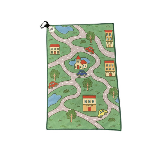 Nostalgic Kids Car Map Golf Towel