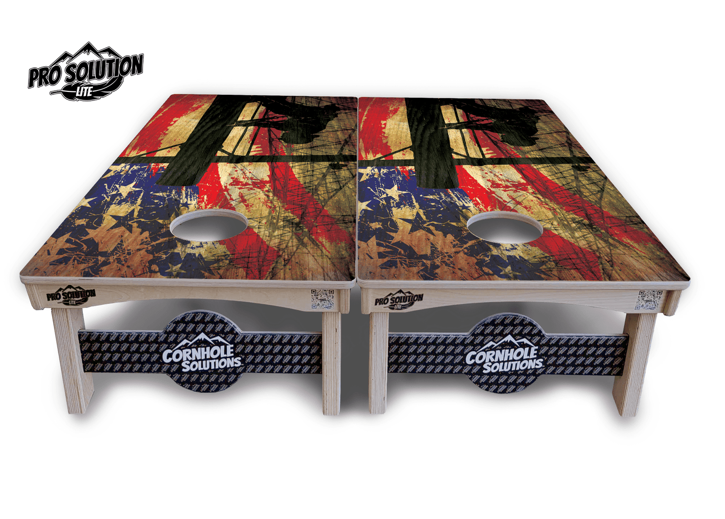 Faded Lineman Flag Cornhole Boards - Pro Solution Lite Series