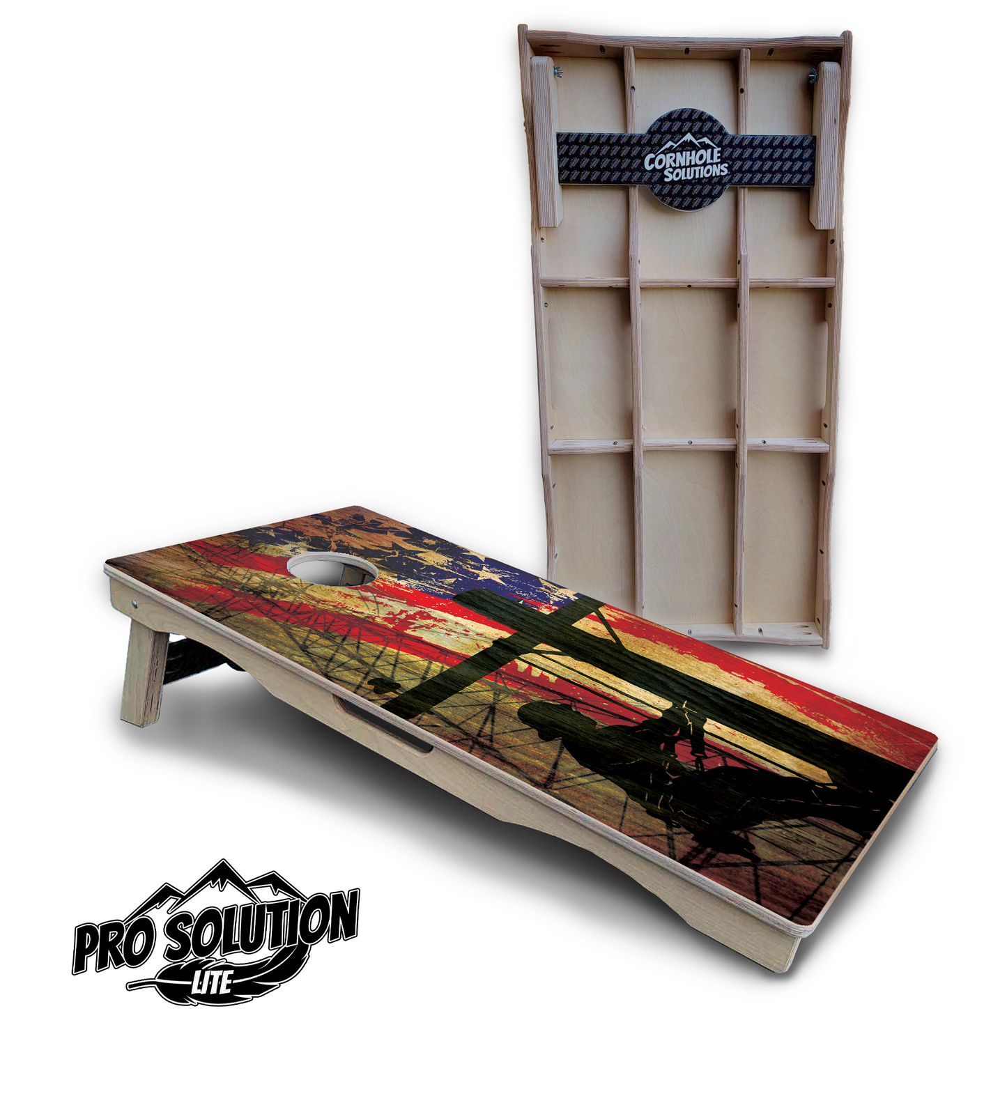 Faded Lineman Flag Cornhole Boards - Pro Solution Lite Series