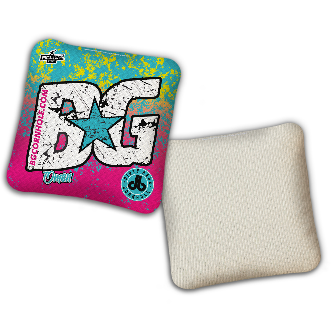 2026 BG Multiple Bag Models - "DB Miami Vice” Dirty Bags Collab - ACL Pro Stamped Cornhole Bags - SET OF 4 BAGS
