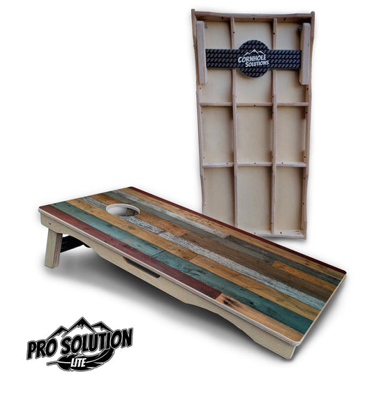 Metallic Wood Planks Cornhole Boards - Pro Solution Lite Series