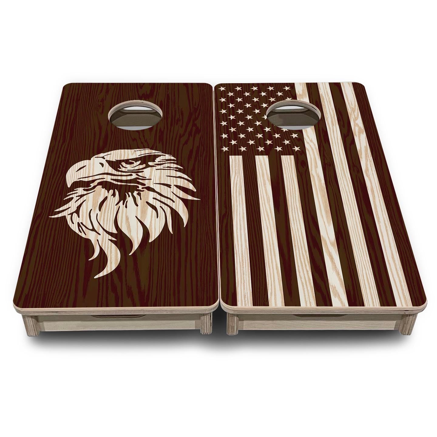 Stain Eagle & Flag - Mini or Vacation Size Cornhole Boards