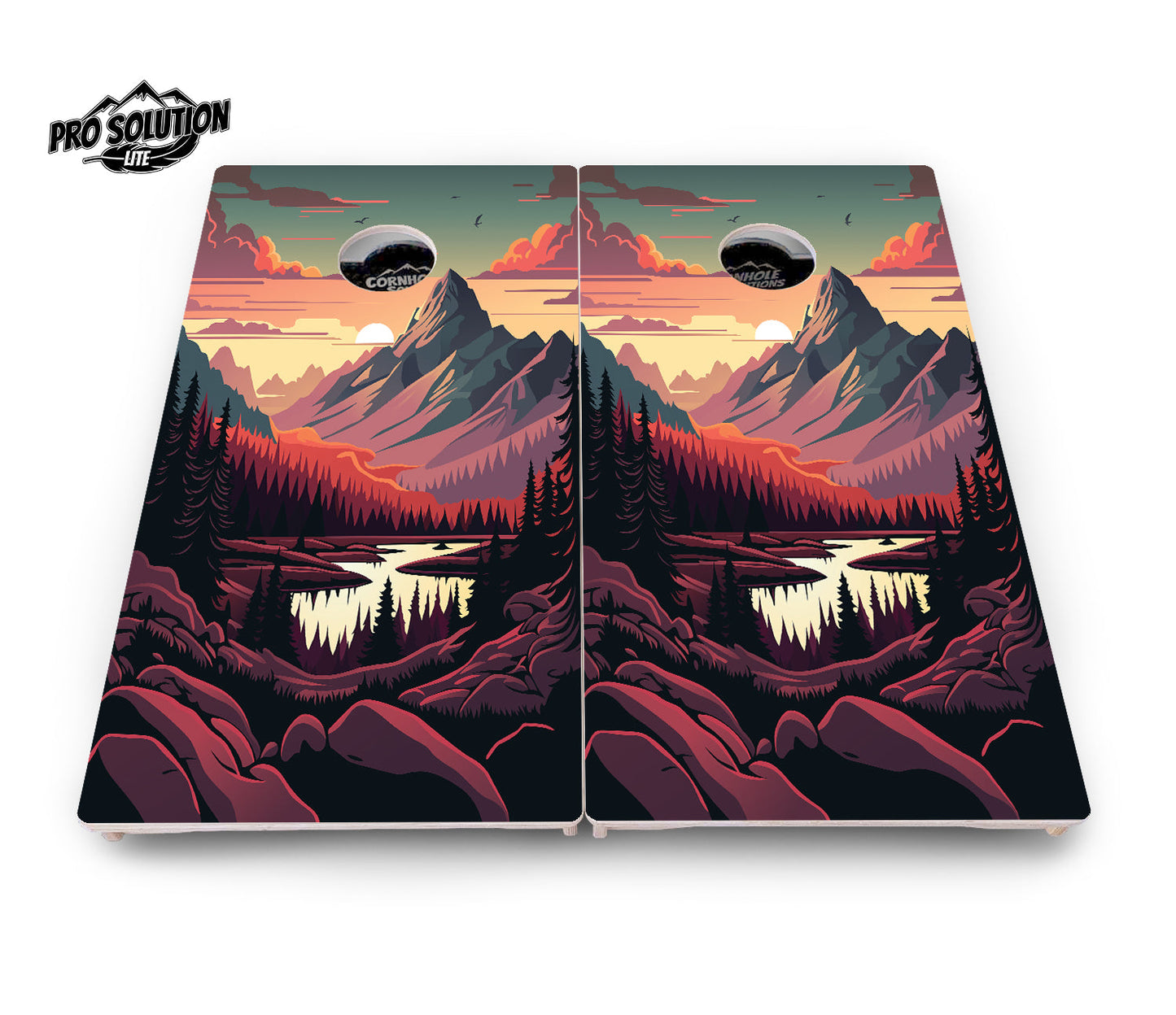 Mountain Sunset Cornhole Boards - Pro Solution Lite Series