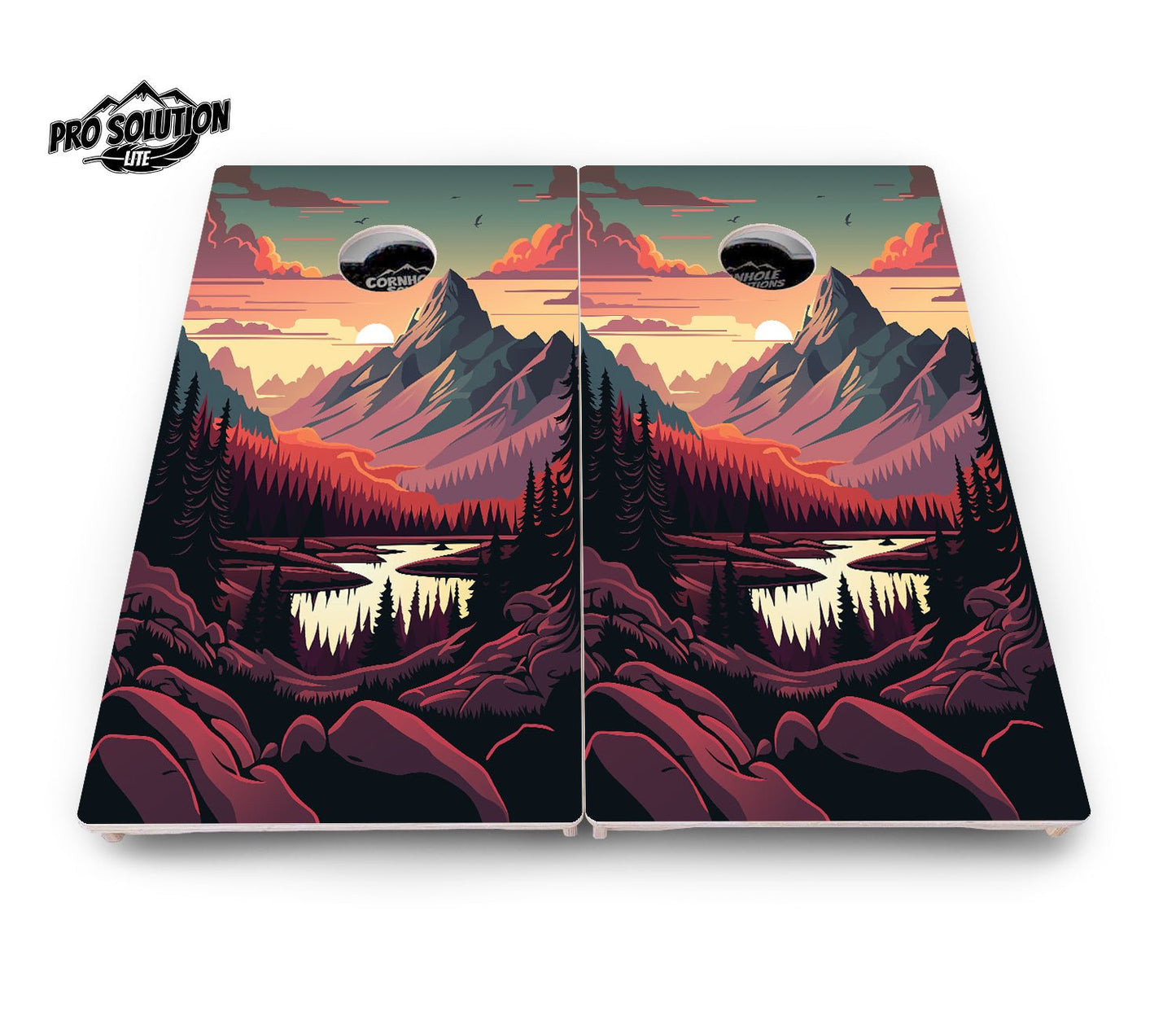 Mountain Sunset Cornhole Boards - Pro Solution Lite Series