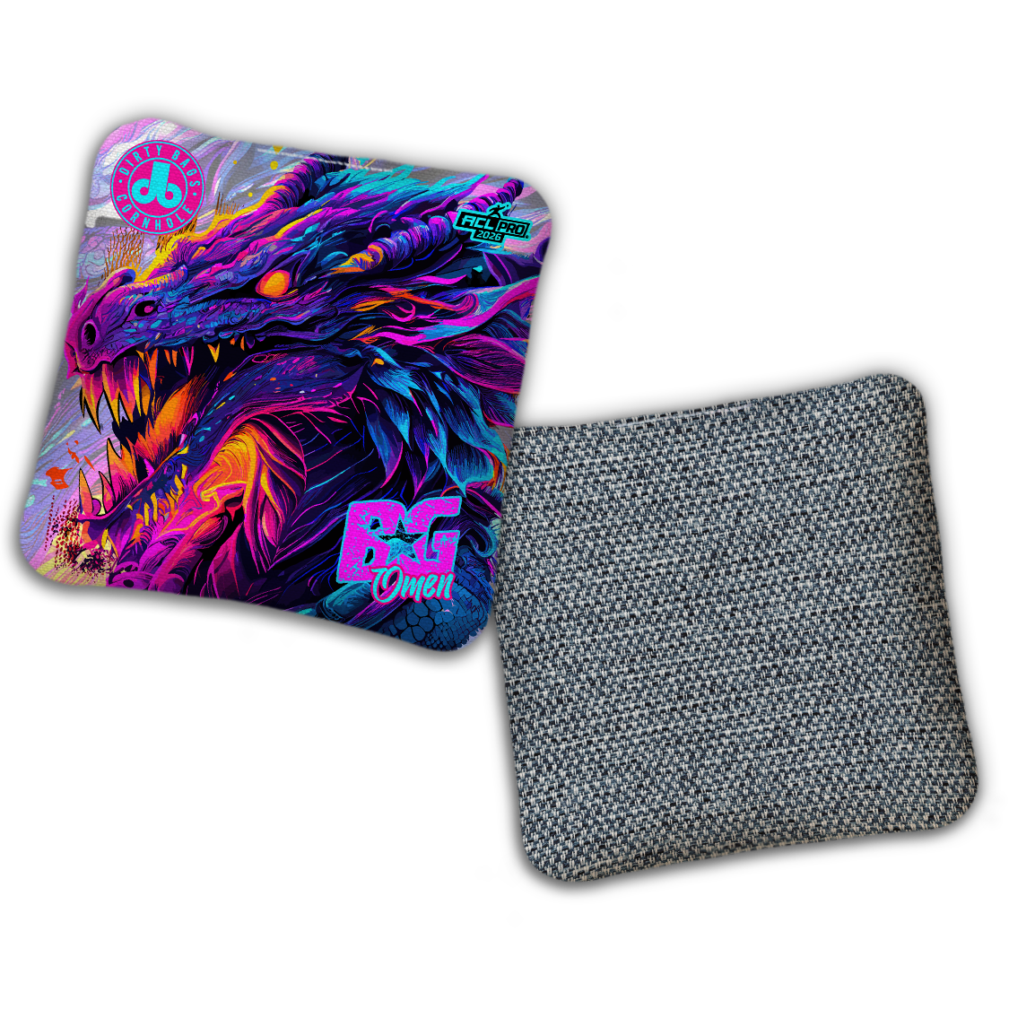 2026 BG Multiple Bag Models - "DB Neon Dragon” Dirty Bags Collab - ACL Pro Stamped Cornhole Bags - SET OF 4 BAGS