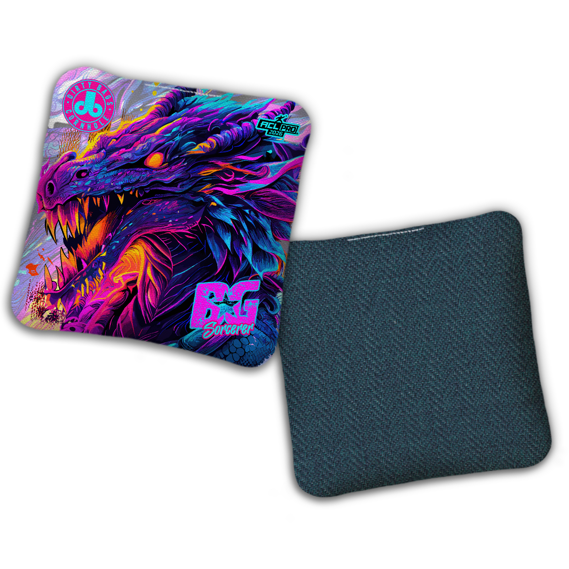 2026 BG Multiple Bag Models - "DB Neon Dragon” Dirty Bags Collab - ACL Pro Stamped Cornhole Bags - SET OF 4 BAGS