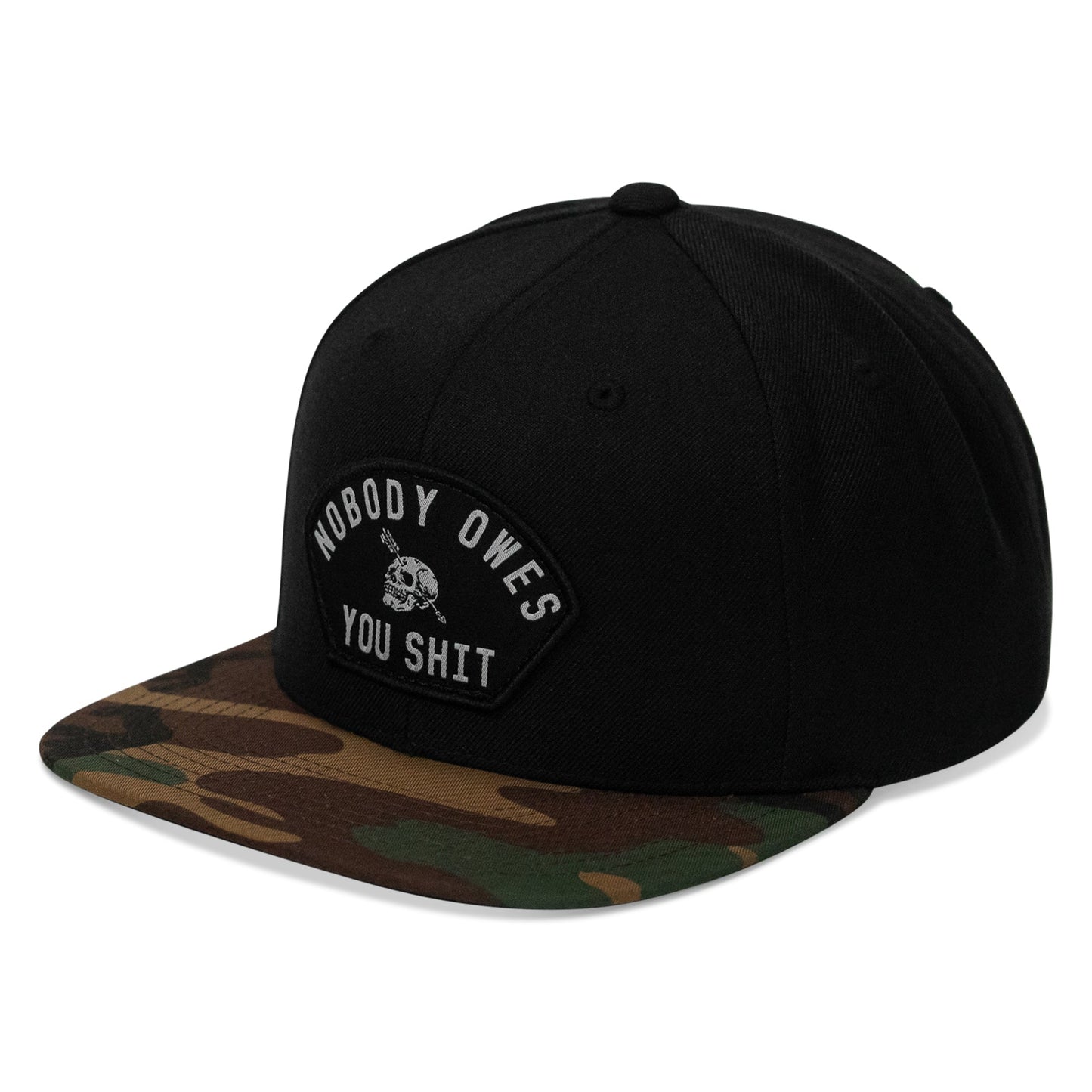 Nobody Owes Your Shit Arched Patch Flatbill SnapBack Hat